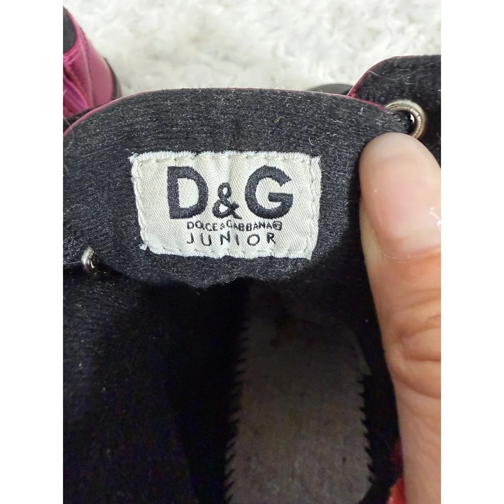 D&G Junior Dolce &‎ Gabbana Girls Magenta Patent Leather High Top Sneakers